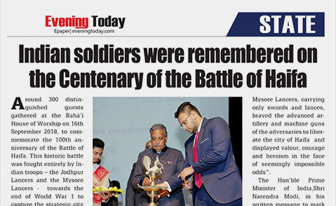 Indian soldier were remembered on the century of Battle of Haifa